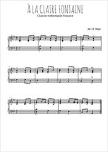 Téléchargez l'arrangement pour piano de la partition de A la Claire Fontaine en PDF